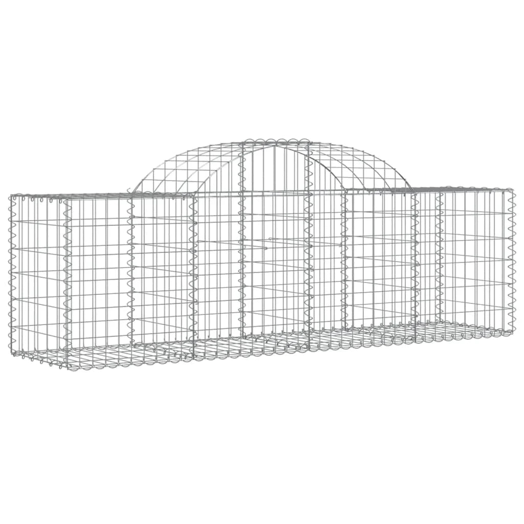 Cestini gabbioni recinzione a gabbia muro di contenimento ad arco 1 set da 2 200 x 50 x 60/80 cm ferro zincato argento 02_0040540