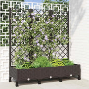 Vaso da giardino con grigliato e ruote Marrone PP 3423051