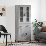 Credenza-Buffet-Armadio da cucina Grigio Sonoma 69,5x34x180 cm in Legno Multistrato 670295