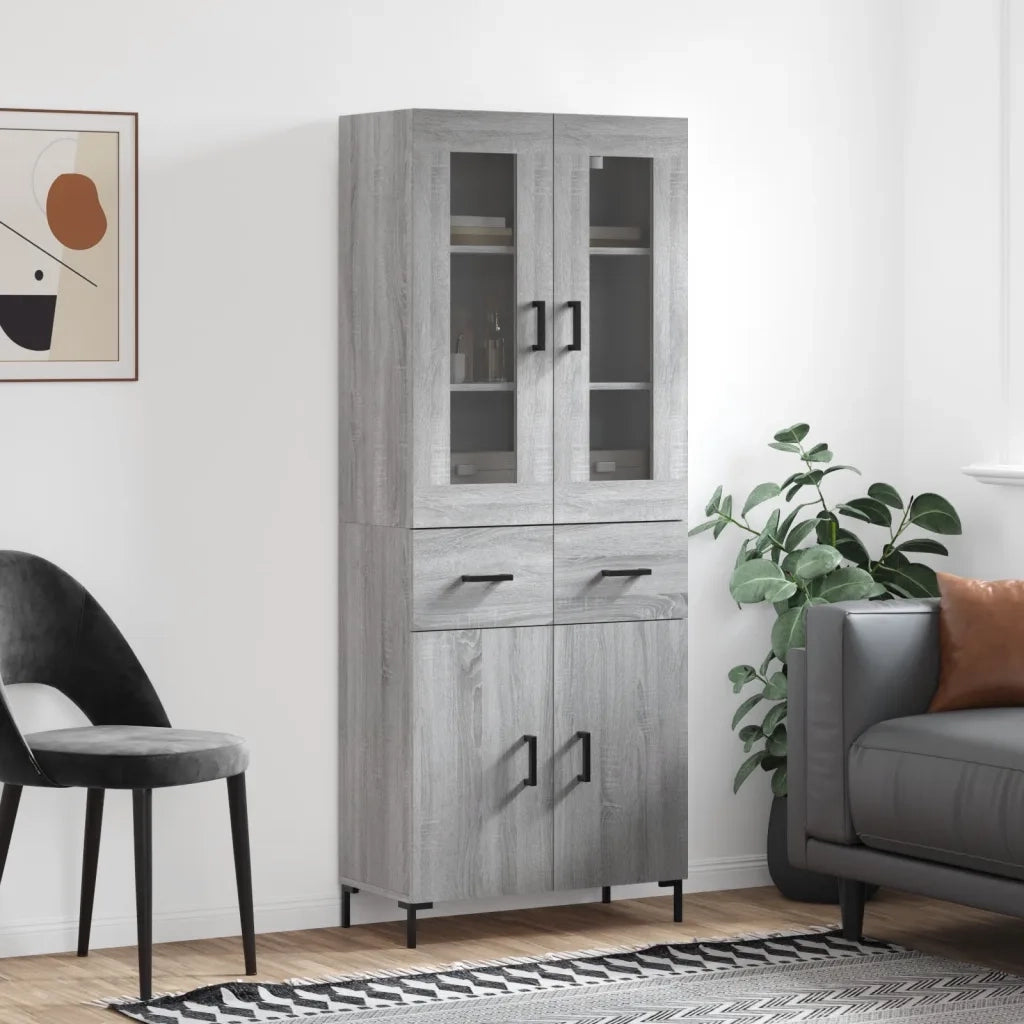 Credenza-Buffet-Armadio da cucina Grigio Sonoma 69,5x34x180 cm in Legno Multistrato 670295