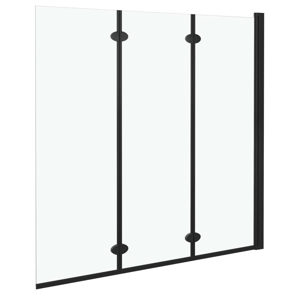 Box doccia pieghevole a 3 pannelli schermo doccia schermo vasca bagno casa interno ESG 130 x 138 cm nero 02_0003139