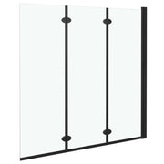 Box doccia pieghevole a 3 pannelli schermo doccia schermo vasca bagno casa interno ESG 130 x 138 cm nero 02_0003139
