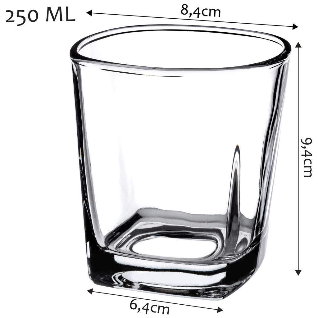 Bicchieri KADAX per bevande, whisky, succhi di frutta, set da 6 bicchieri, 250 ml
