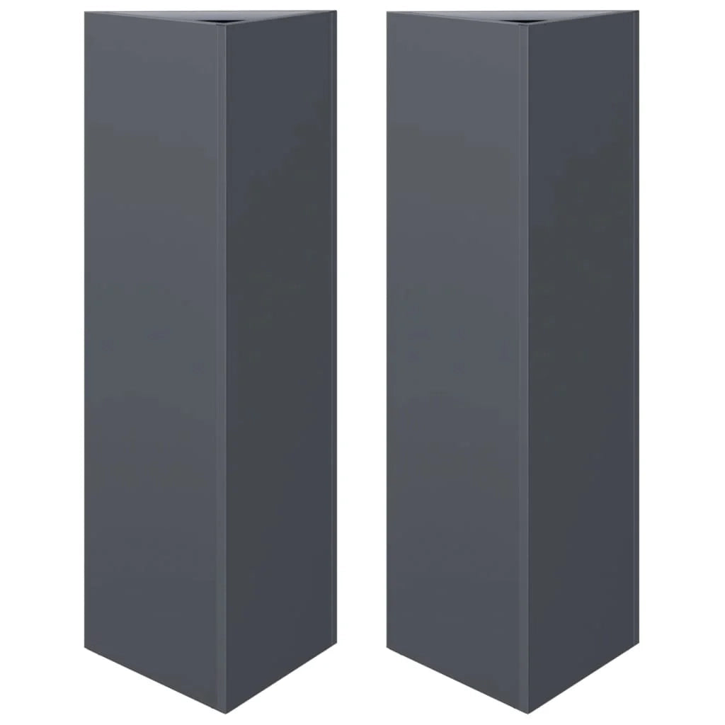 Fioriera rialzata fioriere fioriere giardino terrazze set di 2 triangolari 30 x 26 x 75 cm antracite acciaio 02_0039092
