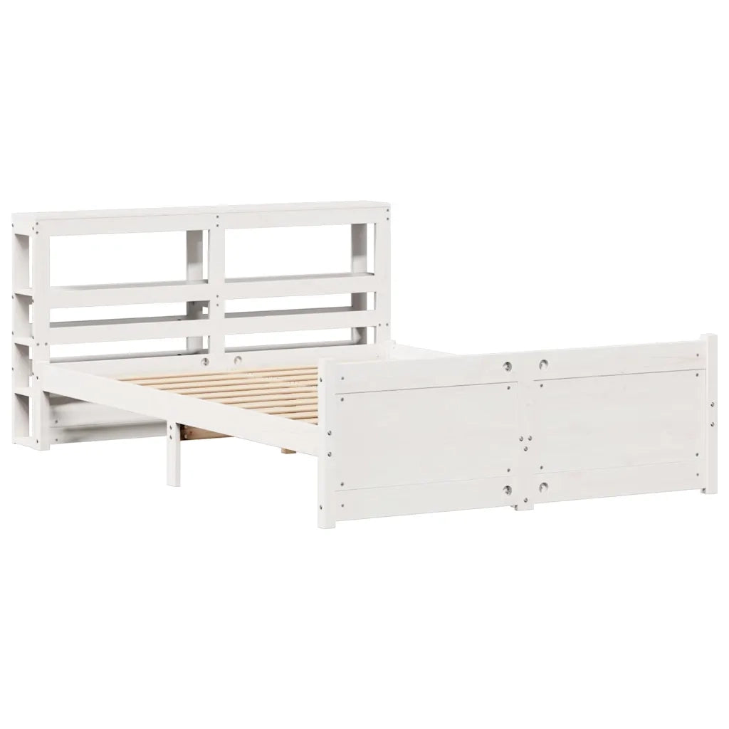 vidaXL Giroletto con Testiera Bianco 150x200 cm Legno Massello di Pino