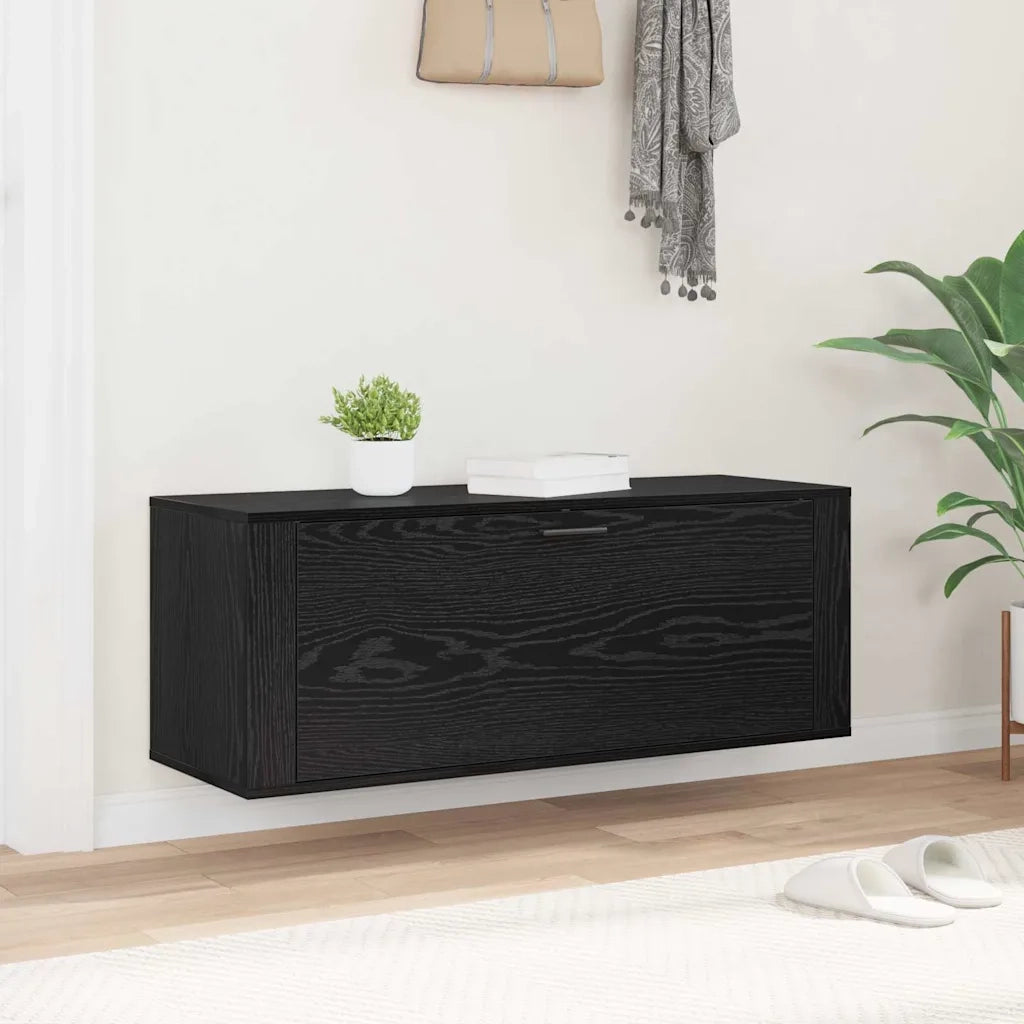 Mobile per scarpe con lo scaffale Rovere nero 100 x 35 x 38 cm