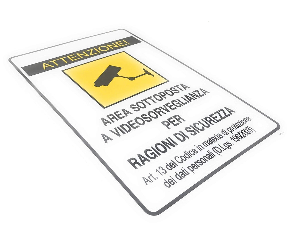 Cartello Segnaletica Area Sottoposta a Sorveglianza Eurosignals