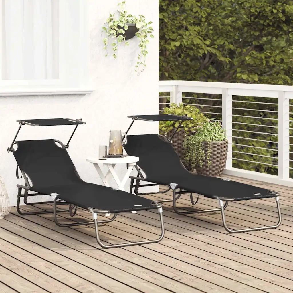 Lettino prendisole pieghevole 2 pcs Nero 190 x 57 x 81 cm 42003135