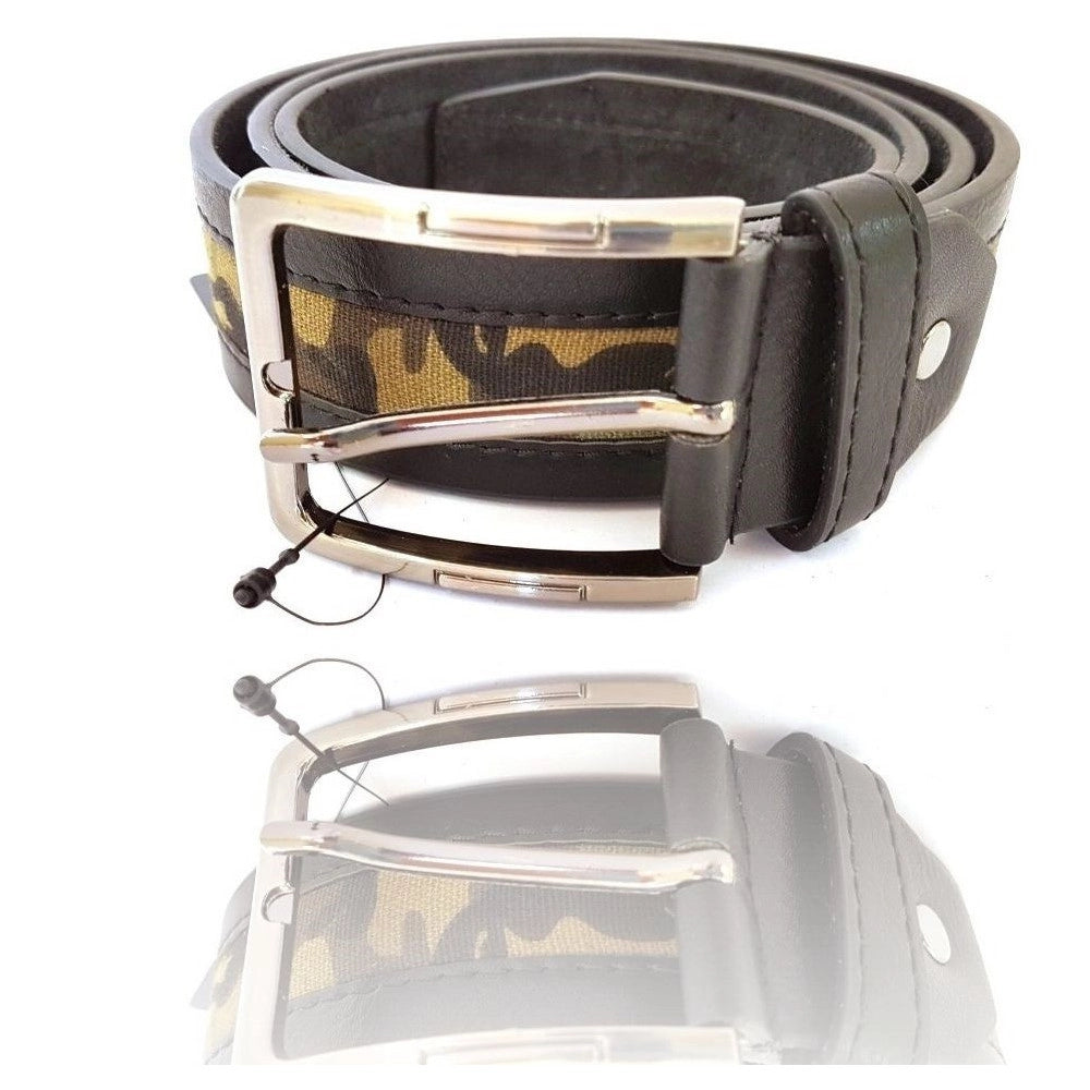Trade Shop - Cinta Cintura Uomo Pelle Nero Militare A-777 Elegante Glamour Fashion -