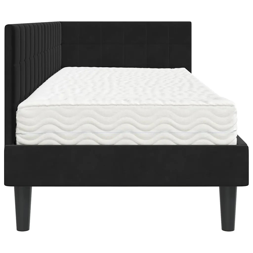 Struttura Letto Angolare con Materasso 2 pz-Giroletto con materasso Nero Velluto 620711