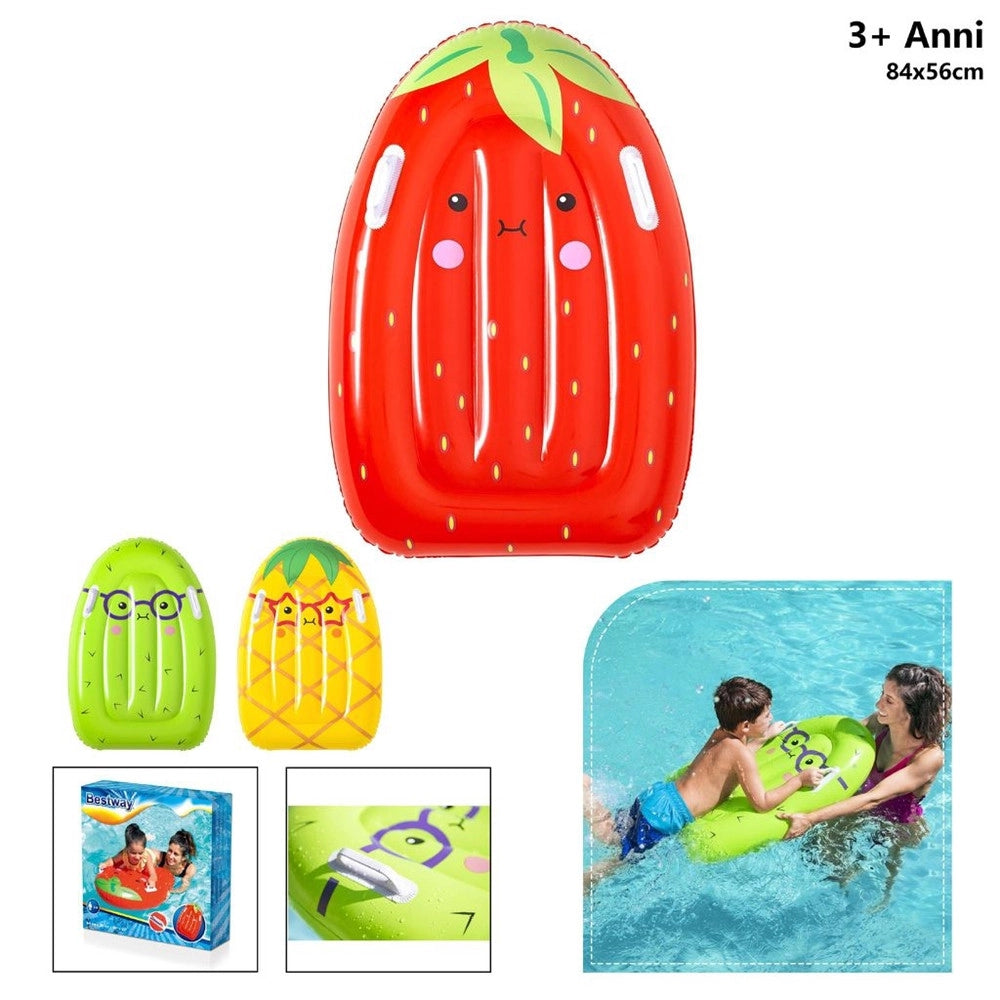 Trade Shop - Tavola Nuoto Surf Tutti Frutti 84x56cm 3 Frutti Assortiti Fragola Kiwi Ananas 42049 -