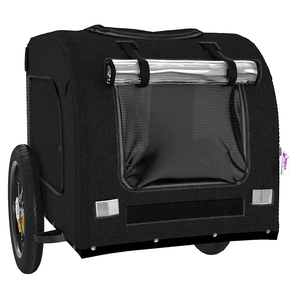 Rimorchio da Bici per Animali Nero Oxford e Ferro CFW3154632