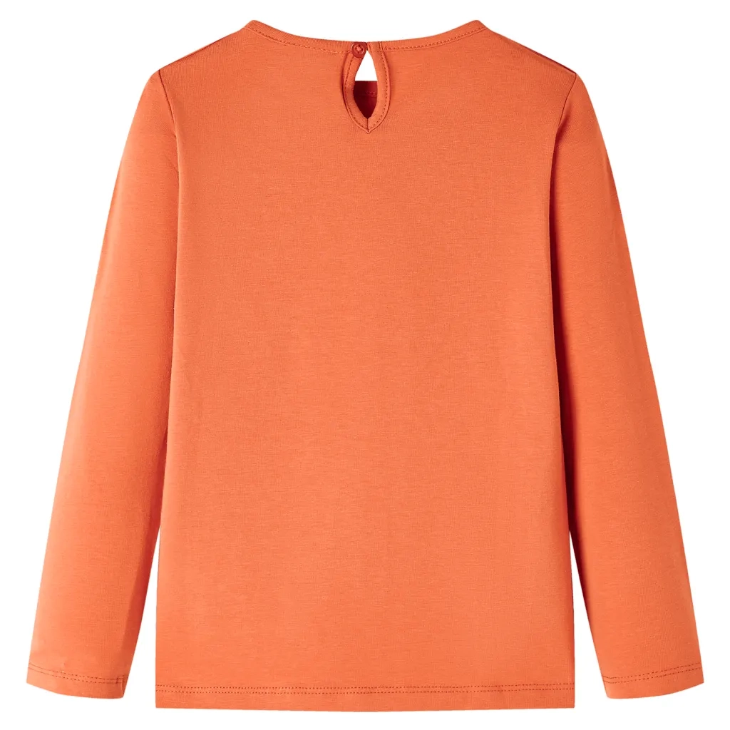 Maglietta da Bambina a Maniche Lunghe Arancione Bruciato 140cod mxl 132279