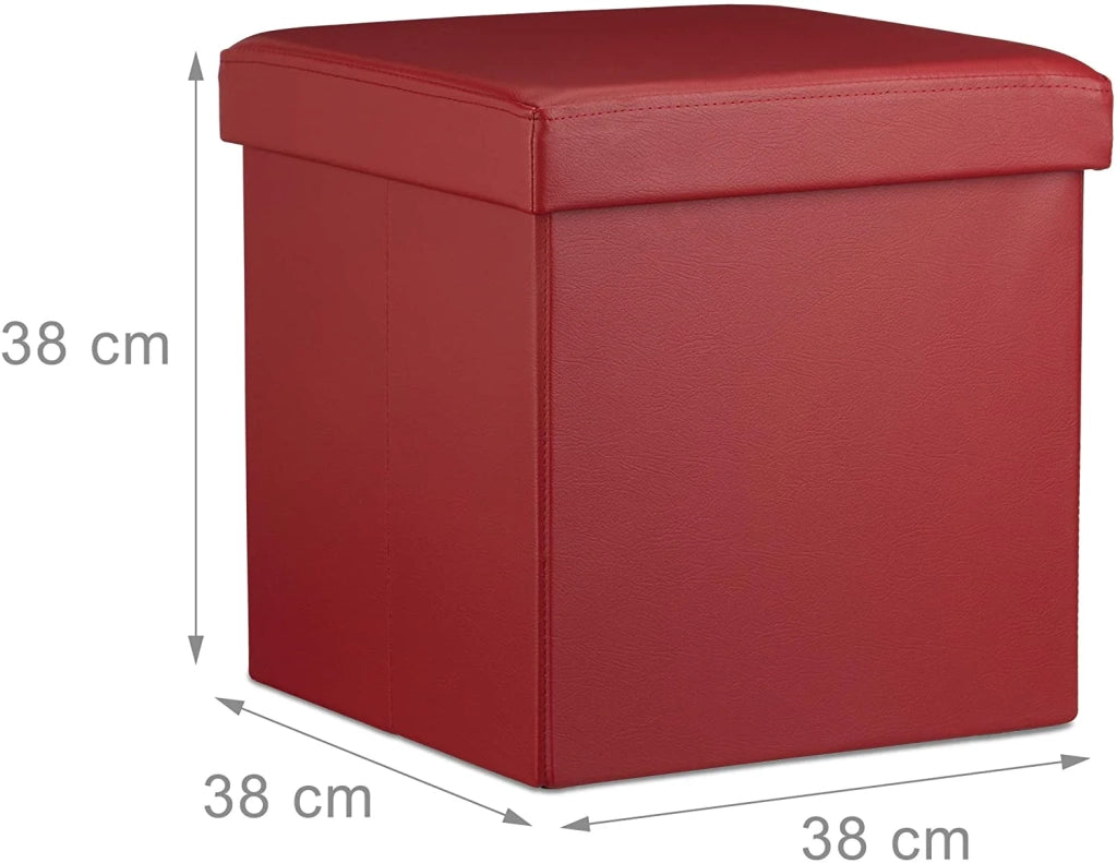 Pouf/sgabello pieghevole contenitore stabile materiale sintetico 38 cm bordeaux 13_0002806_2