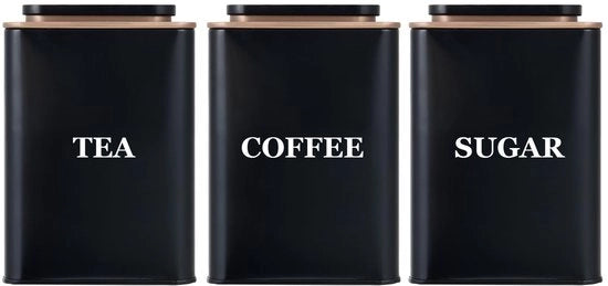 Set di contenitori di conservazione a 3 pezzi - Coperchi a tenuta d'aria - Contenitori decorativi per la cucina - Caddy per alimenti - Acciaio di alta qualità - Design moderno - Conservazione alimenti