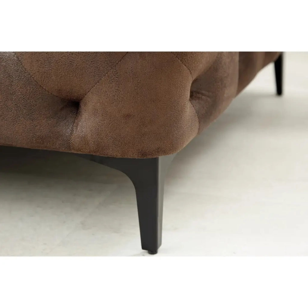 Pouf VELENA marrone – Pouf barocco in microfibra con struttura in legno massello