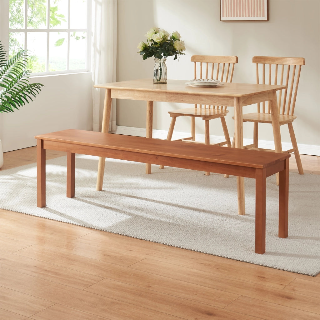 Panca da Tavolo Pranzo Trerunulu in Legno di Pino 140 x 35 x 45 cm - Effetto Noce [en.casa]