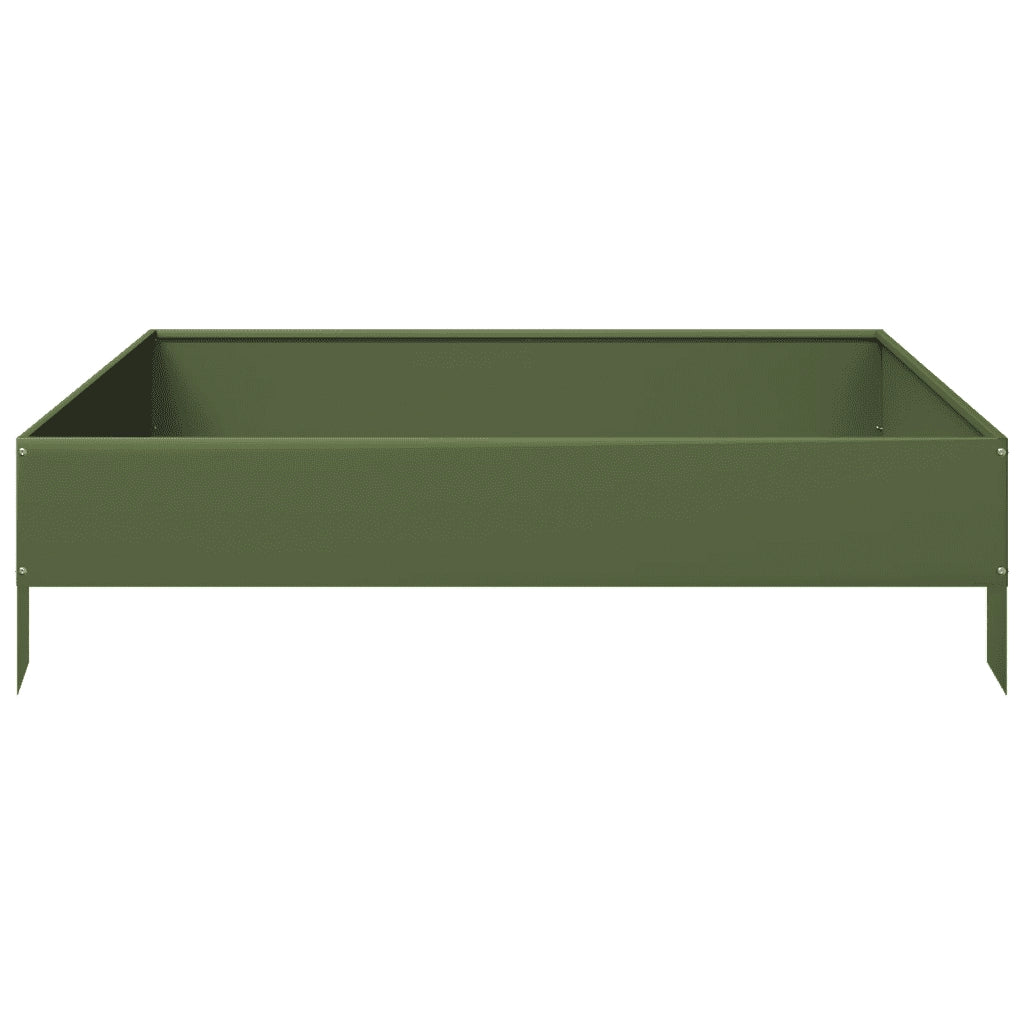 Fioriera Rialzata Giardino Verde Oliva 100x100x26 cm Acciaio
