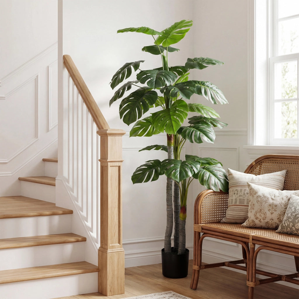 Pianta Artificiale Monstera con Vaso ¨C Zephmum ¨C Verde H 150 cm