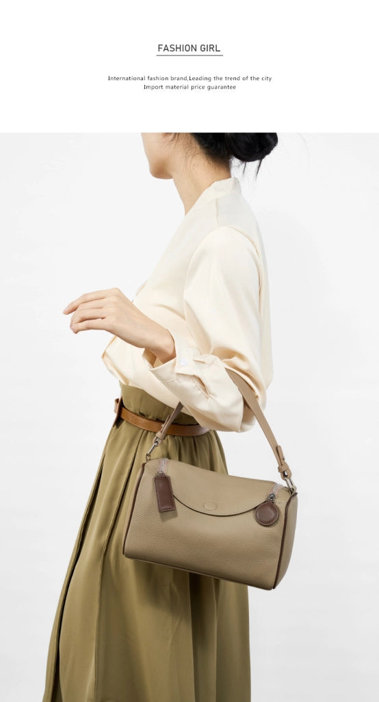 Borsa a tracolla da donna in vera pelle, colore grigio.