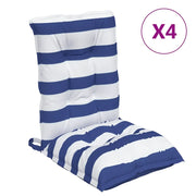 Cuscini Sedia Schienale Basso 4 pz | Cuscini per sedie a Righe Blu e Bianche Oxford