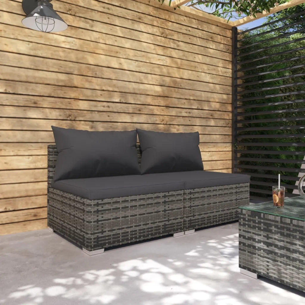 Set Divani da Giardino con Cuscini 2 pz in Polyrattan Grigio 3101397