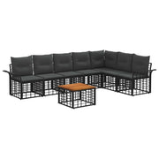 Set di divani da esterno 8 pcs Nero e Grigio scuro Poliestere