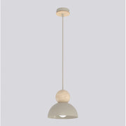 Lampada a sospensione Kaki in acciaio e legno mokka beige