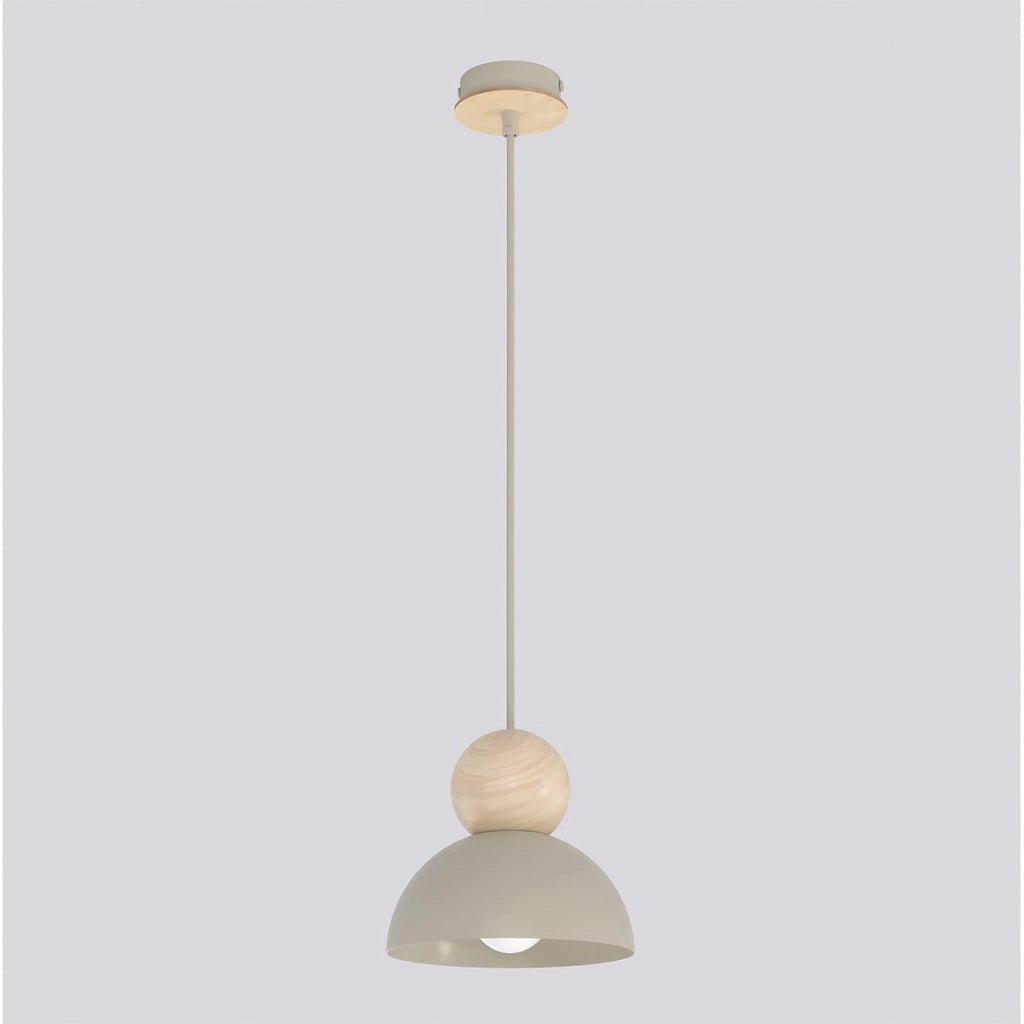 Lampada a sospensione Kaki in acciaio e legno mokka beige