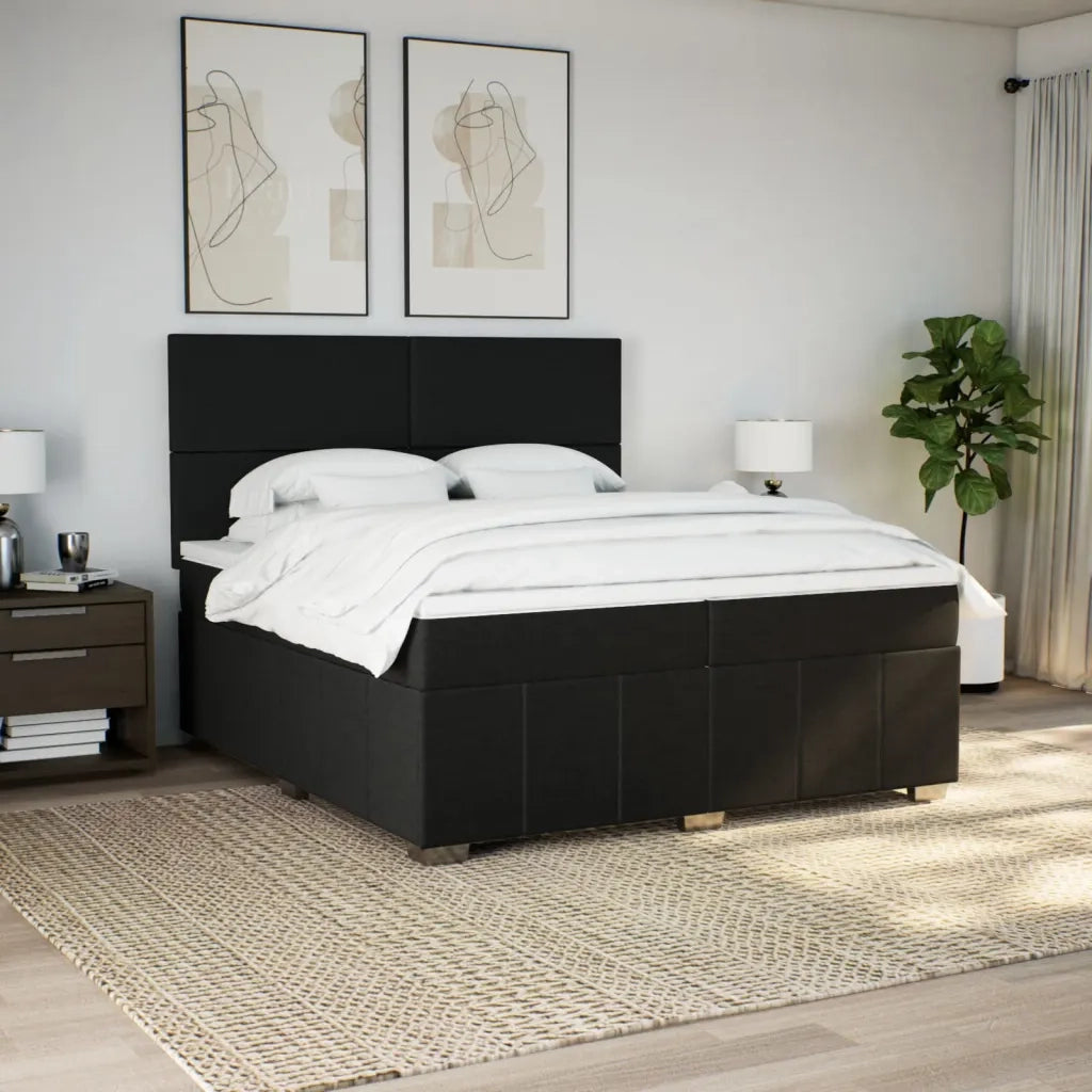 Giroletto a Molle con Materasso Nero 200x200 cm in Tessuto 3291770