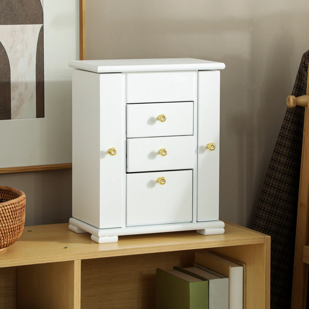 Portagioie 4 Livelli con Specchio e Cassetti ¨C Xylo ¨C Legno Bianco 26,5x16x33,5 cm