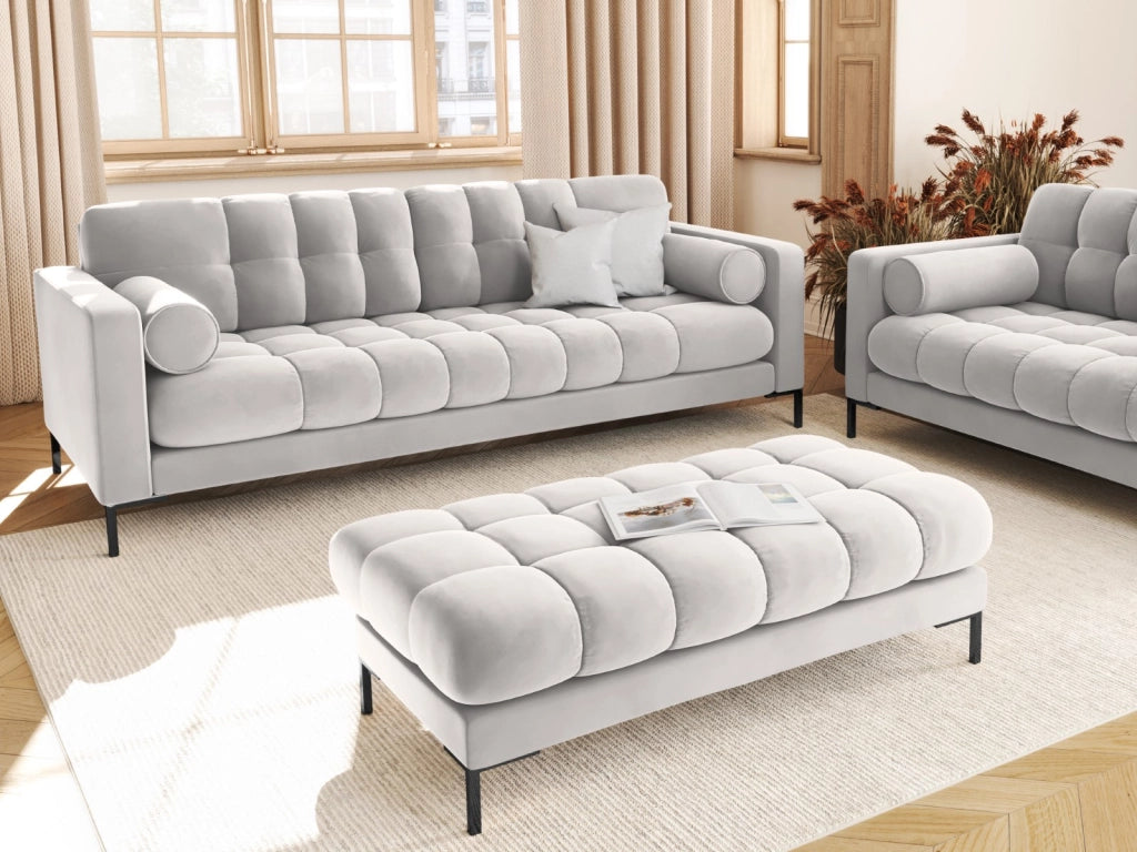 Cosmopolitan Design - Divano "Bali" 4 posti in velluto argento 