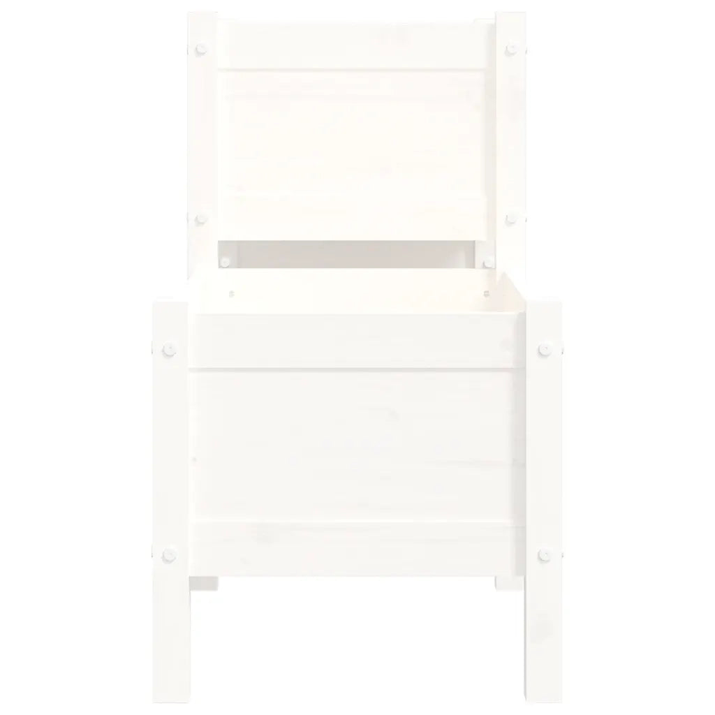 Fioriera-Vaso-Contenitore per Piante Bianca 178,5x44x75 cm in Legno Massello di Pino