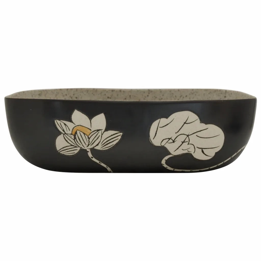 Lavabo Appoggio-Lavandino-Lavello Grigio Nero Rettangolare 48x37,5x13,5 Ceramica 675355