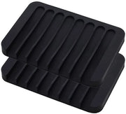 Bacchetta di sapone in silicone - Supporto antiscivolo per bagno - 2 pezzi - Nero