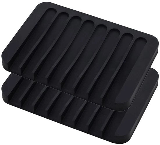 Bacchetta di sapone in silicone - Supporto antiscivolo per bagno - 2 pezzi - Nero