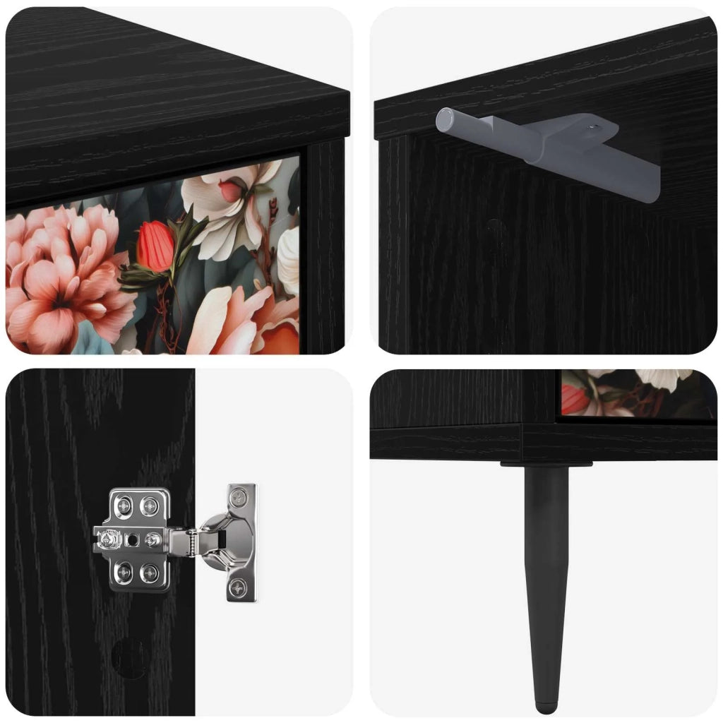 Armadio da Notte BORNE 2 pz Rovere Nero 36 x 33 x 51 cm 8007244