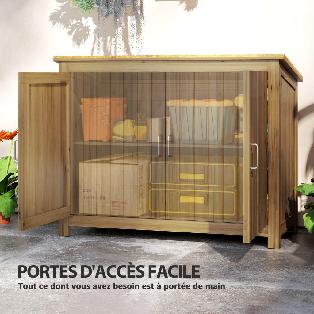 Armadio da giardino in legno con tetto inclinato ¨C zephmum ¨C marrone 110x50x85 cm