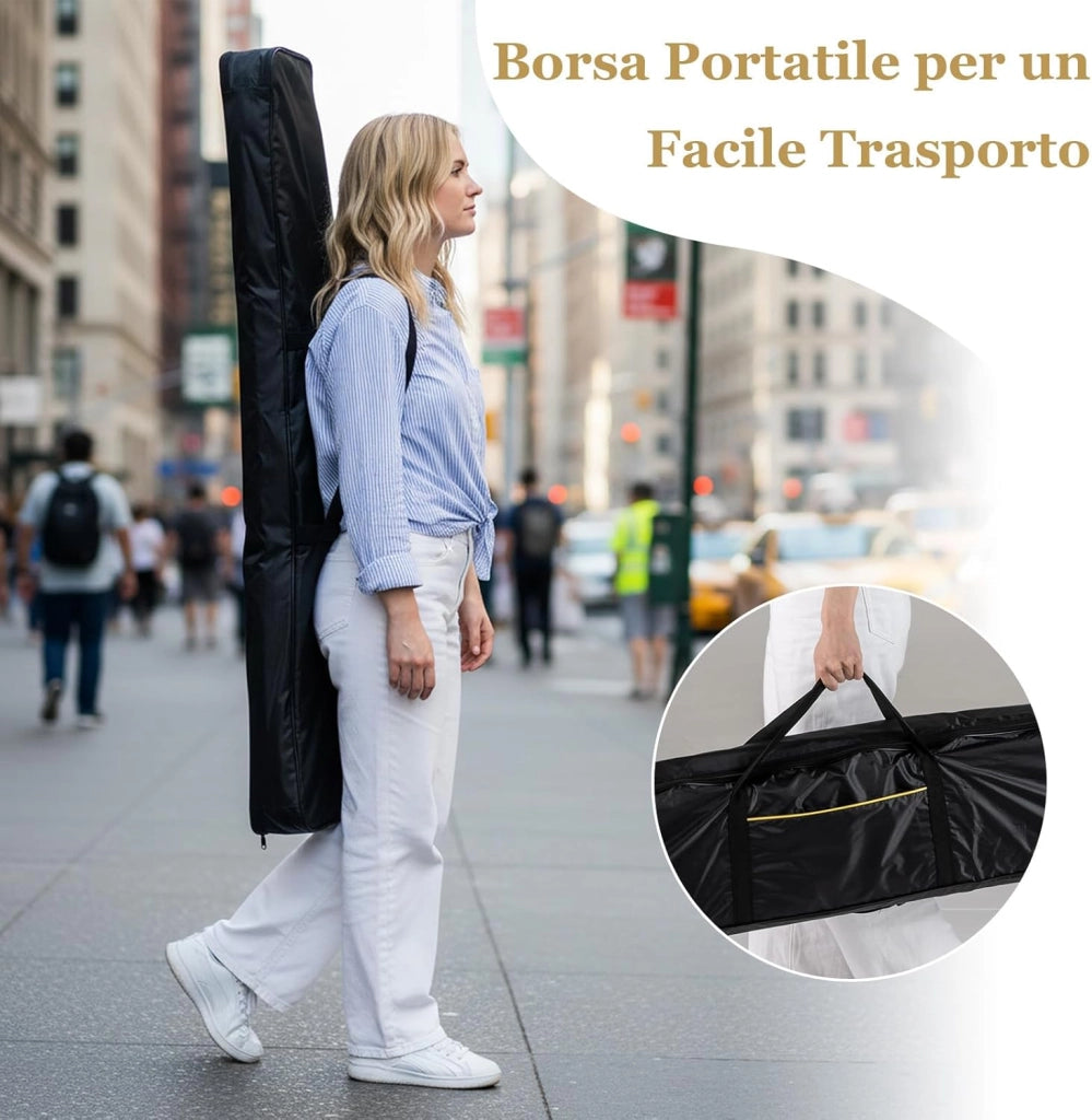 Tastiera Pianoforte Elettrico a 88 Tasti, Piano Digitale con Supporto e Sgabello Regolabili, Tastiera Sensibile, Tasti e Pulsanti Illuminati, Funzione MIDI, Pedale di Sustain, Cuffie (Bianco)