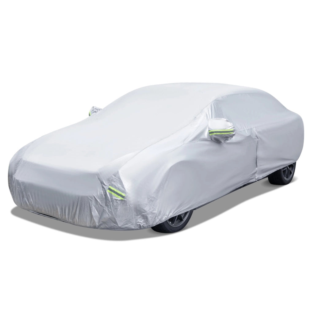 Copertura auto antipioggia con serratura strisce riflettenti borsa, Telo auto da esterno per UV pioggia neve 479x173cm