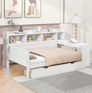 Letto multifunzione 90x200 cm con scrivania, cassetti e prese USB