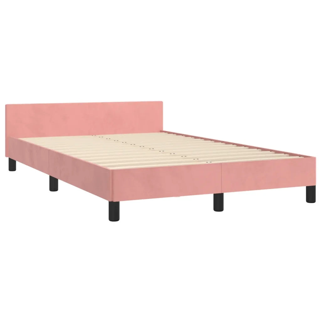 Giroletto con Testiera-Struttura Letto con testiera Rosa 120x200 cm in Velluto 559884