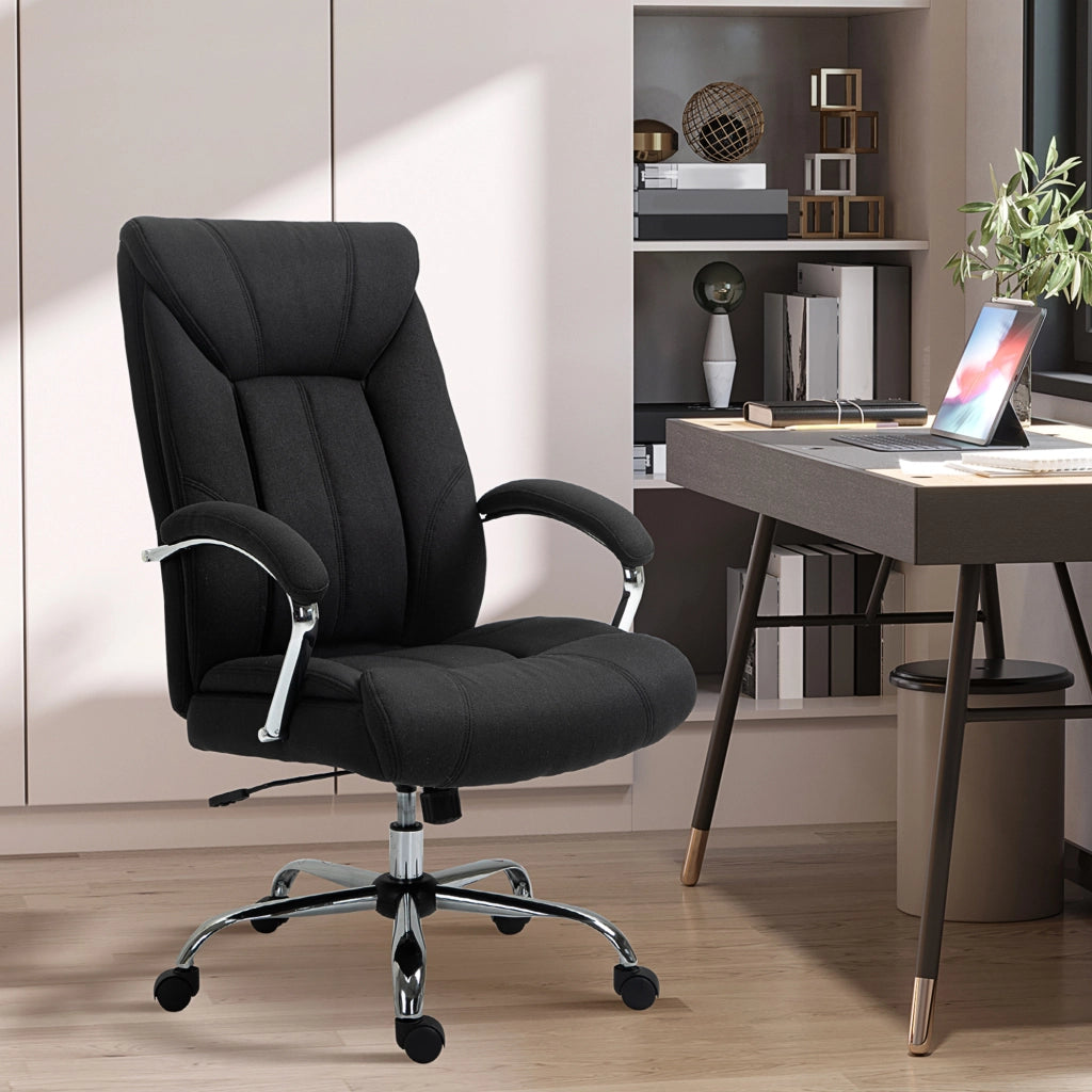 Sedia da ufficio ergonomica ¨C zephmum ¨C nero, altezza regolabile, schienale alto, 65x78x118 cm