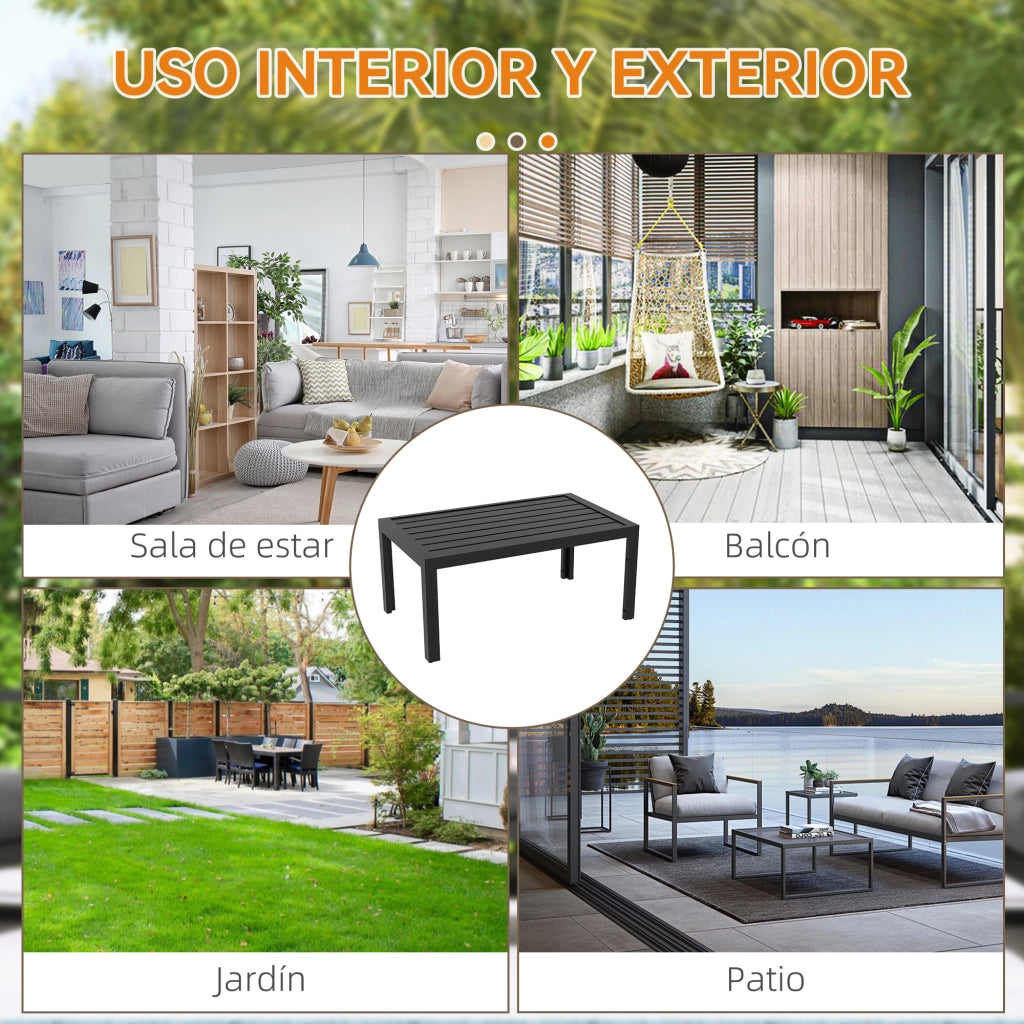 Tavolino da giardino rettangolare ¨C zephmum ¨C nero acciaio galvanizzato 101.5x61x46 cm