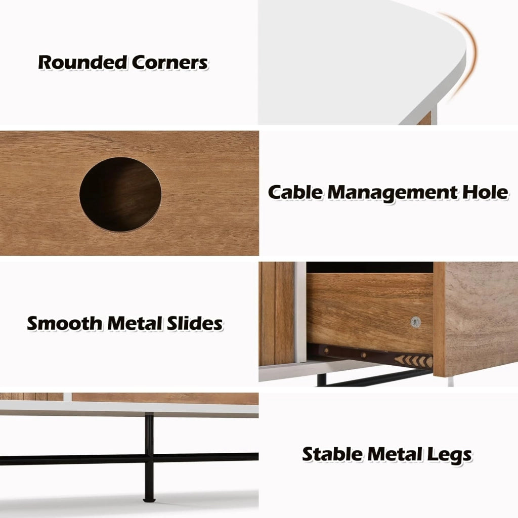 Credenza con ante scorrevoli, armadio a buffet con 2 cassetti e 1 ripiano aperto, comò in legno con protezione antiribaltamento, mobile TV per soggiorno, cucina, 150 x 45 x 74 cm