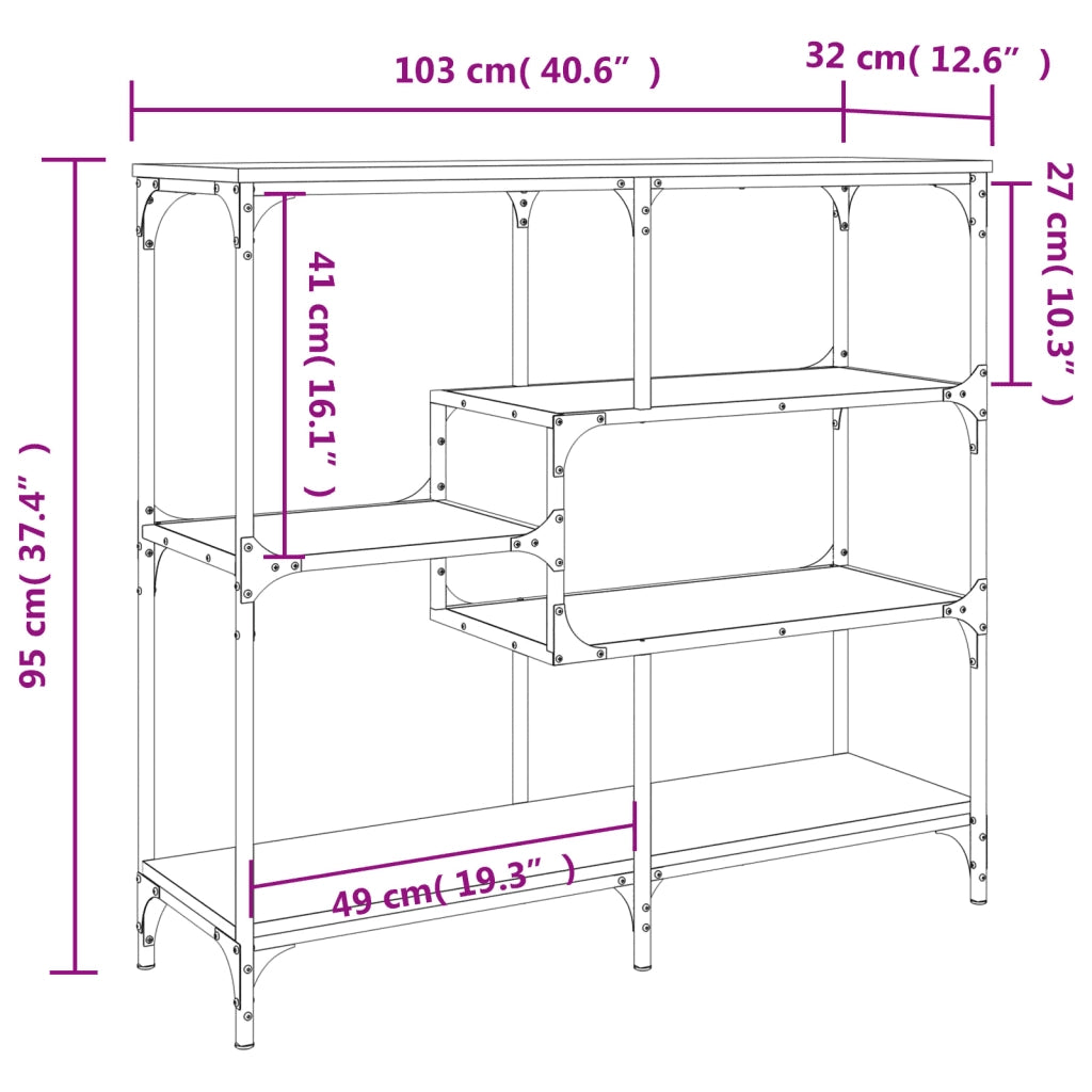 Tavolino Consolle Nero 103x32x95 cm in Legno Multistrato