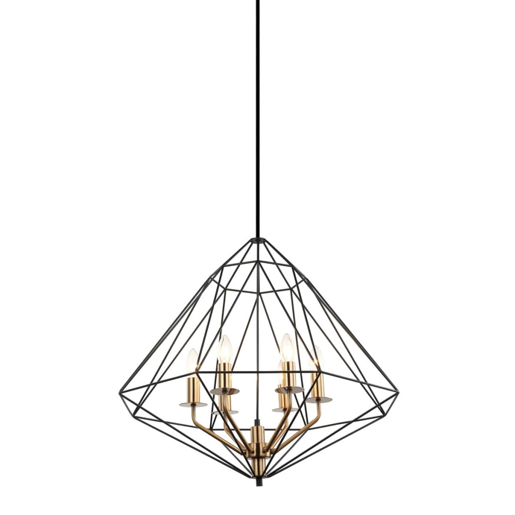 Lampadario Italux Maresmo industriale nero oro 6xE14