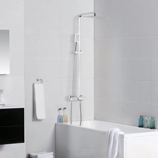 Set di termostato per sistema doccia - Acciaio inossidabile - 3 funzioni - Doccia a pioggia 30 x 20 cm - Altezza regolabile 98-130 cm