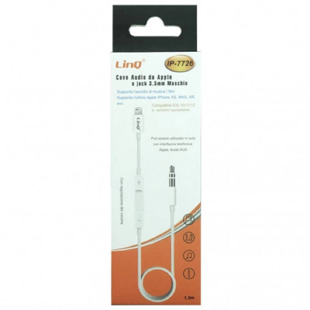 Trade Shop - Cavo Adattatore Audio Da Lightning Iphone A Aux Jack 3,5mm Maschio 1mt Ip-7726 -