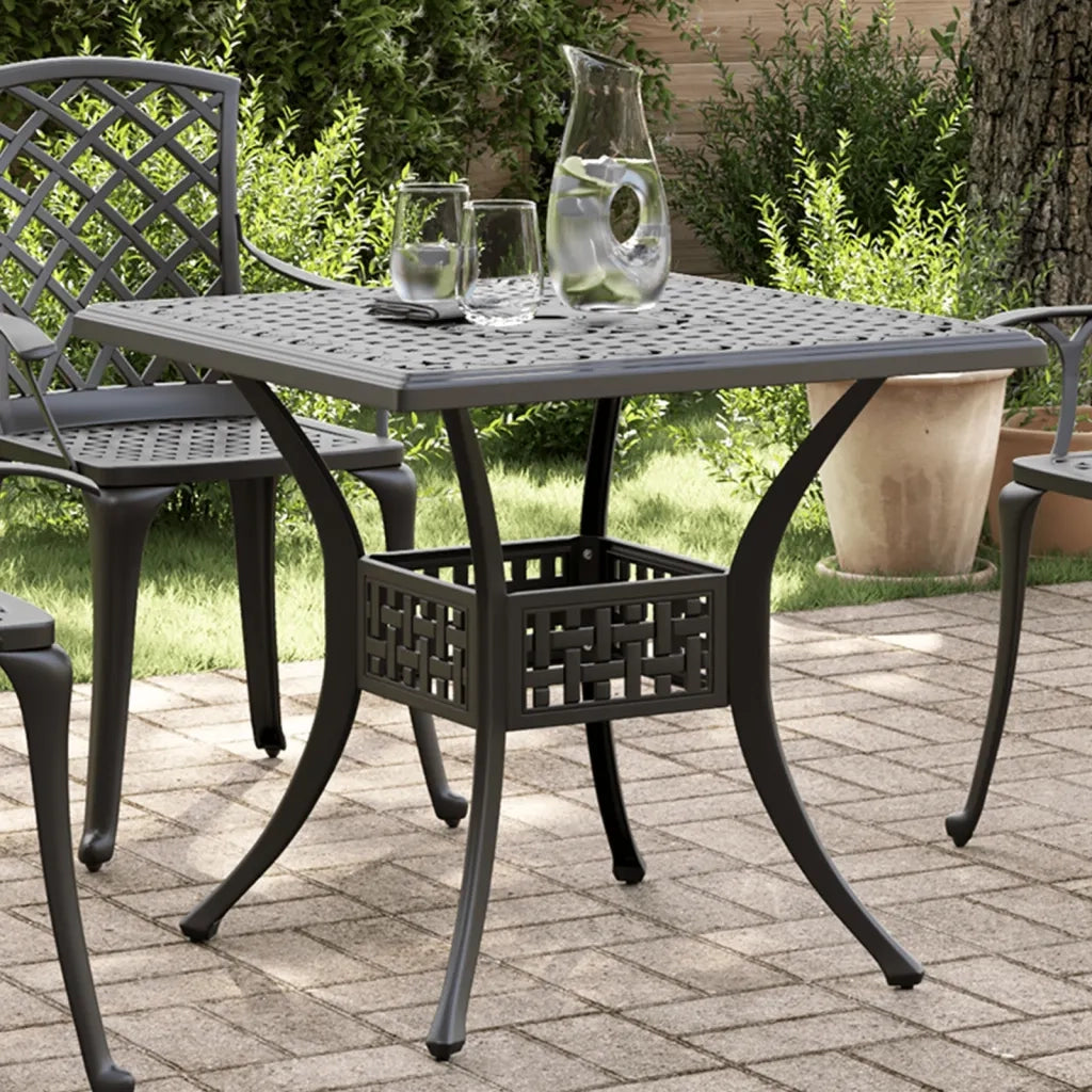 Tavolo da Giardino Nero 80x80x75 cm in Alluminio Pressofuso 4002812